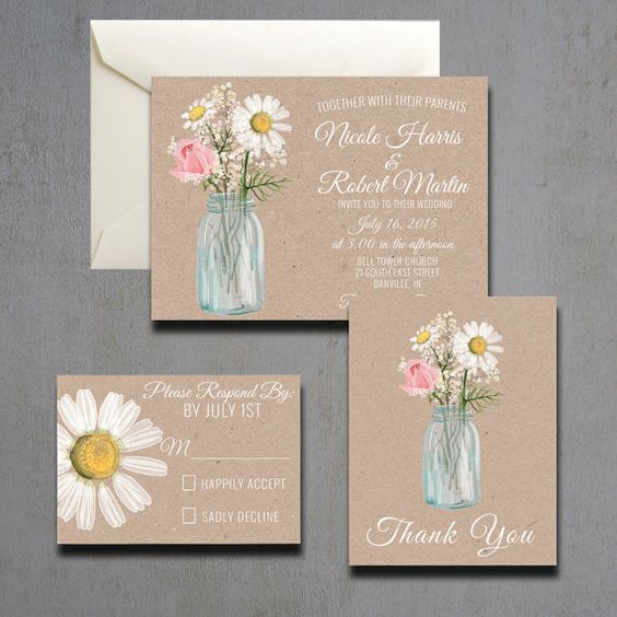 partecipazione per matrimonio con margherite