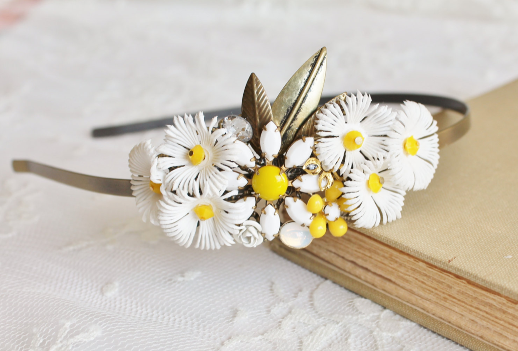 cerchietto sposa con margherite
