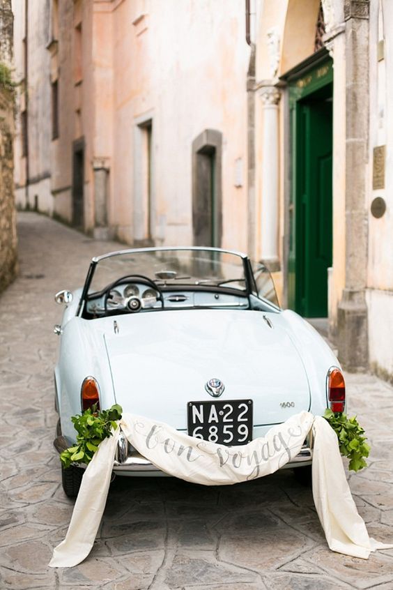 addobbare l'auto sposi con la stoffa