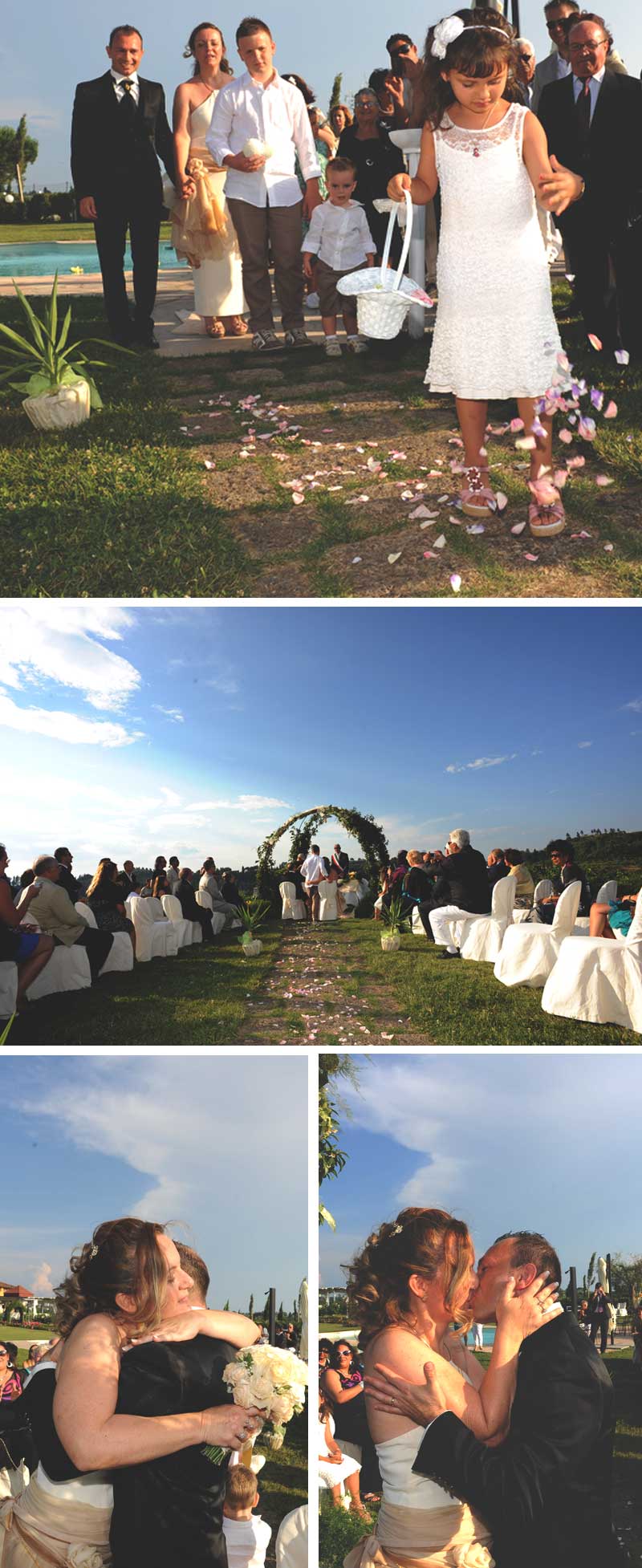 matrimonio in stile americano con cerimonia all'aperto in agriturismo