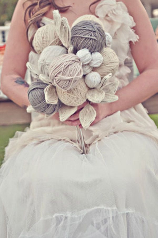 bouquet con la lana per un matrimonio invernale