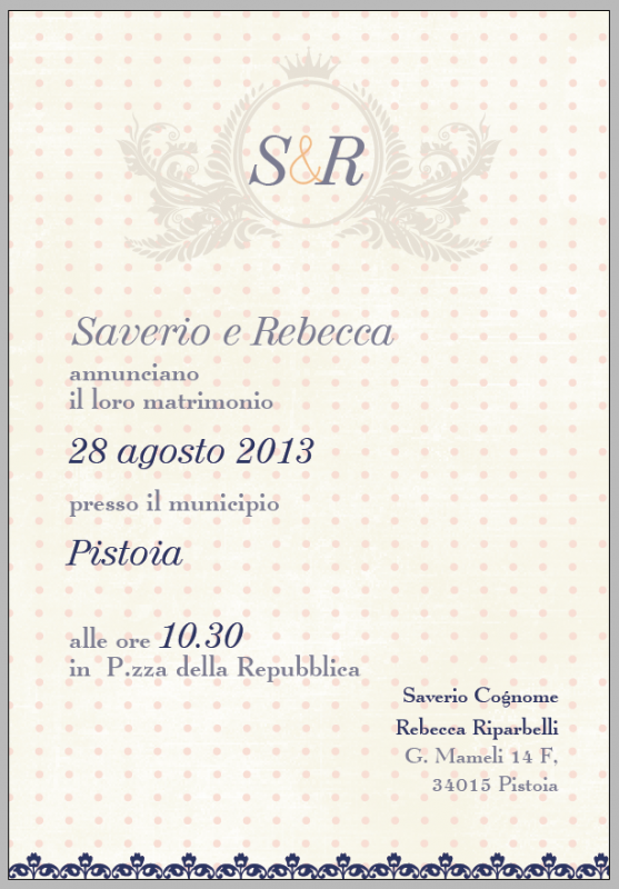 partecipazioni di matrimonio vintage con monogramma