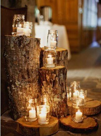candele di matrimonio su centrotavola di legno candele di matrimonio su centrotavola di legno
