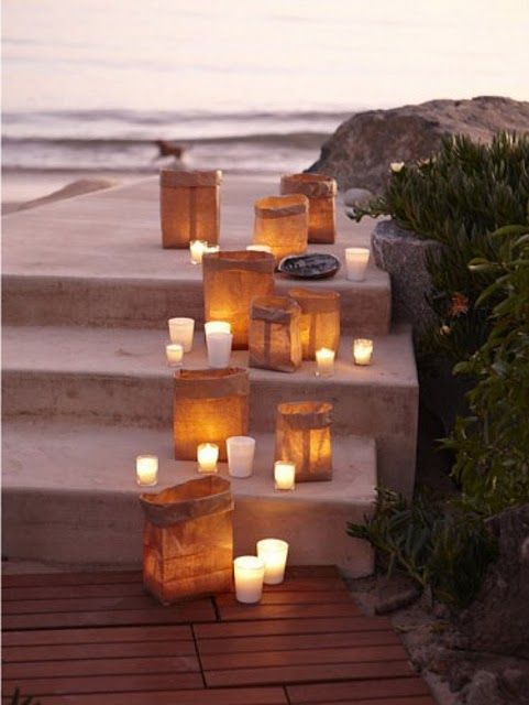 candele di matrimonio nei sacchetti di carta
