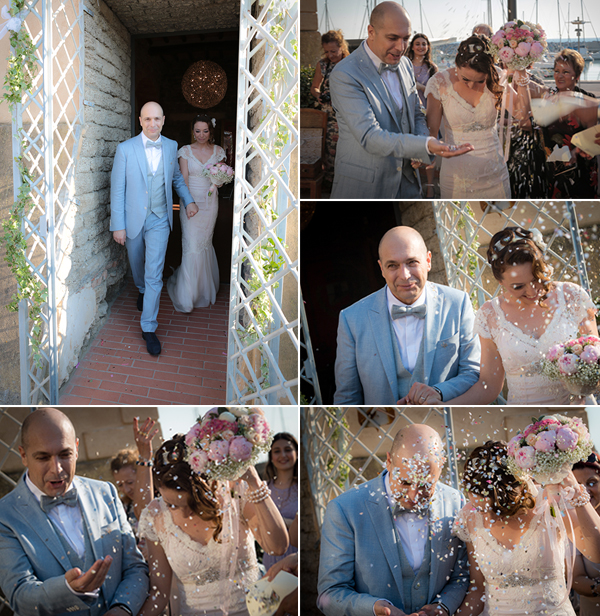matrimonio vintage sulla spiaggia: lancio dei coriandoli