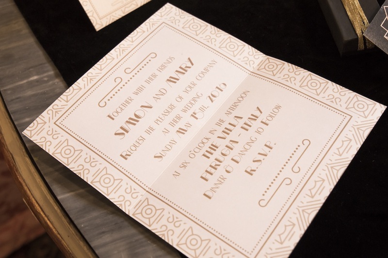 grafica matrimonio Art Decò oro e avorio