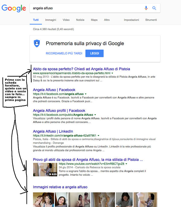 ottimizzazione seo geolocalizzata di una consulente di abiti da sposa