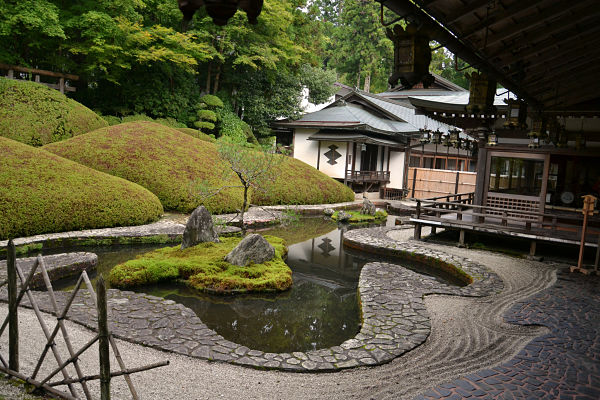 veduta del giardino zen del Koyasan Fukuciin, Monte Koya