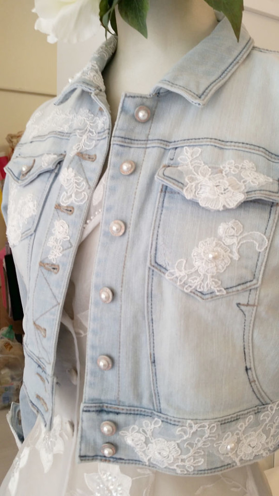 coprispalle di jeans abito da sposa