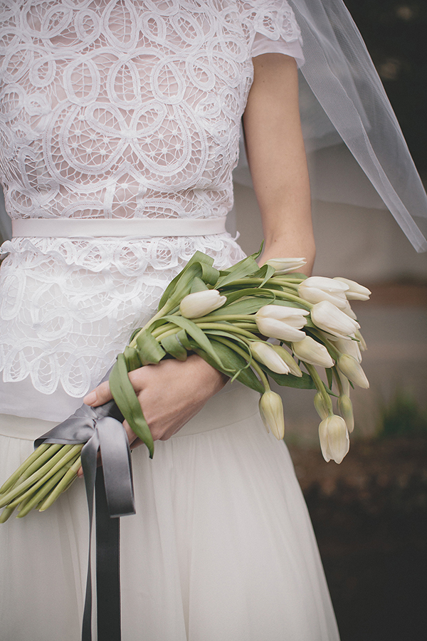 bouquet fascio con tulipani