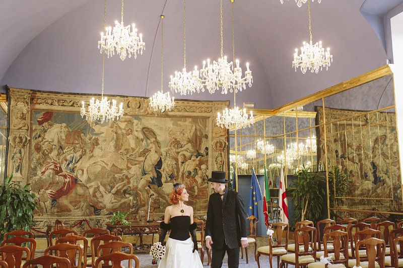 matrimonio in bianco e nero a Palazzo reale Milano